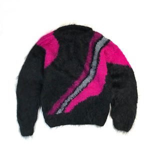 vintage mohair knit black&pink