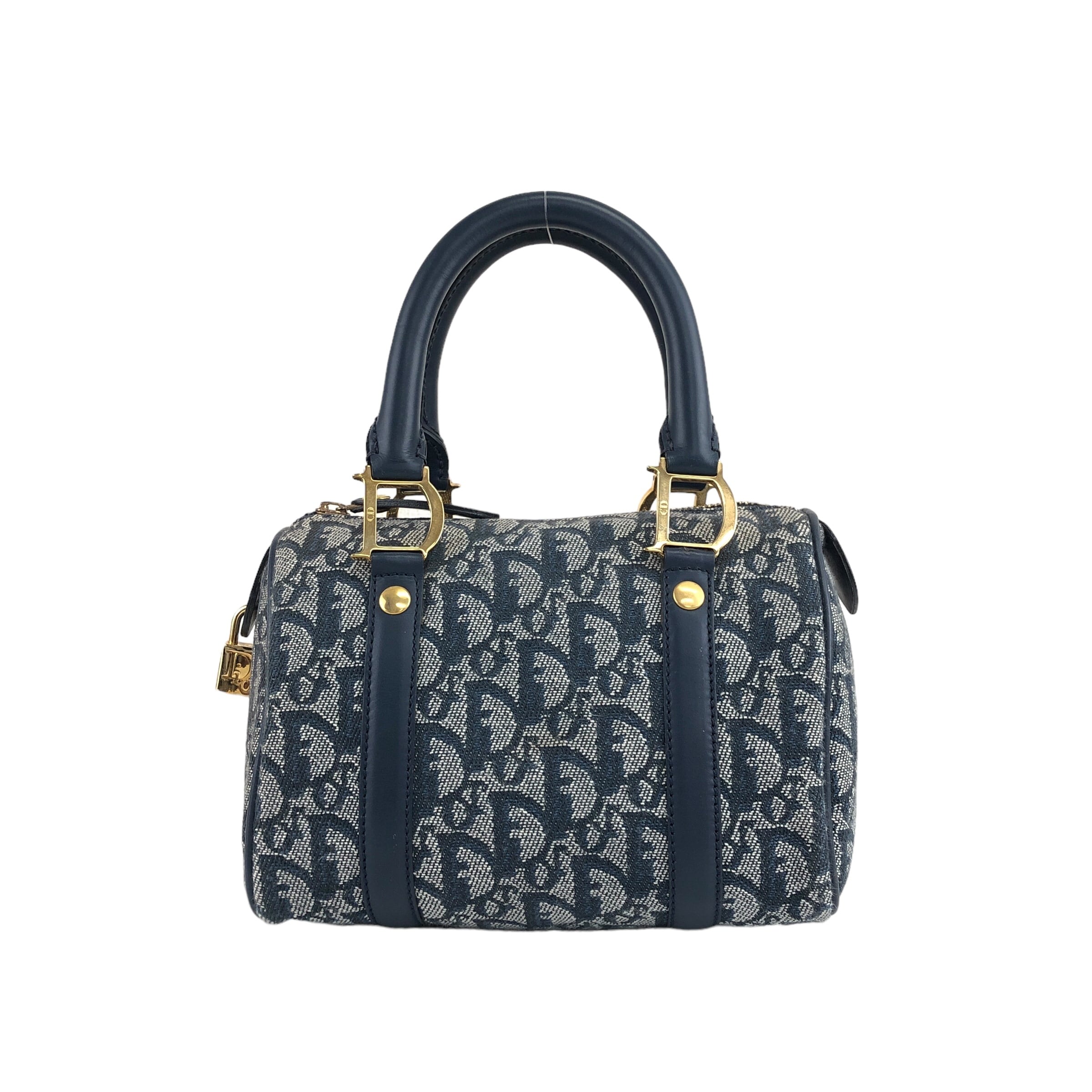 Dior トロッター　キャンバス　ハンド　ボストンバッグ　ネイビー Dior トロッターキャンバスハンドミニボストンバッグネイビー