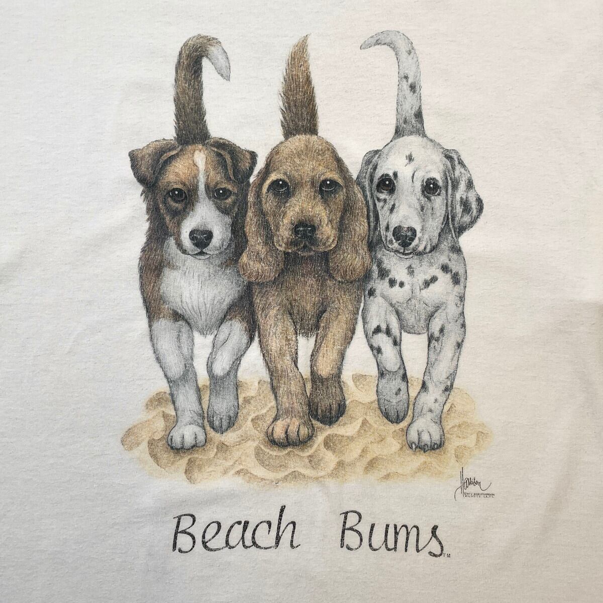90~00年代 USA製 BEACH BUMS 犬 アニマル プリントTシャツ メンズXL