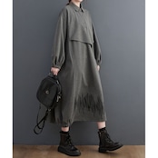 グレー コクーン ロングワンピース 00230