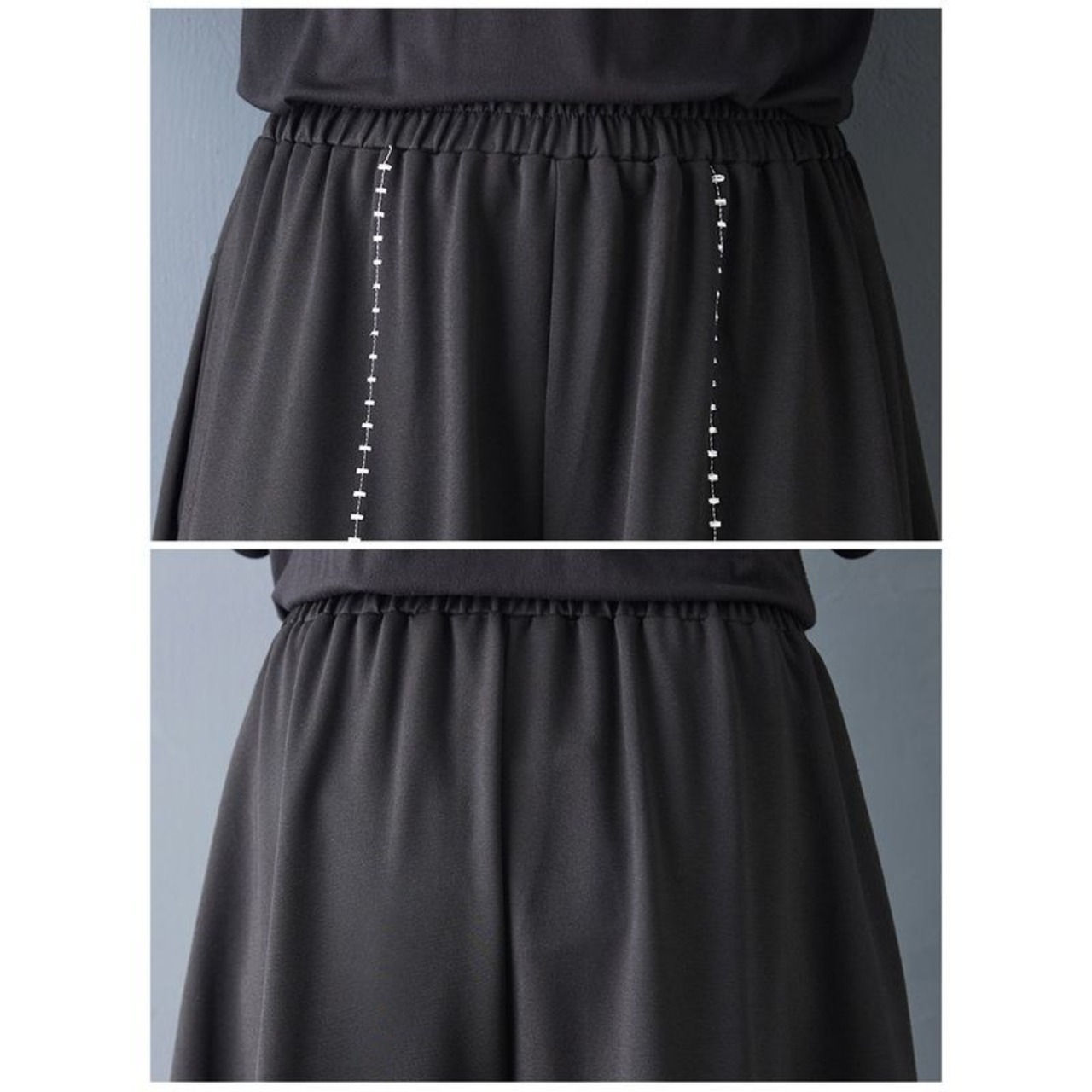 曲線 ステッチ ワイド パンツ  00366