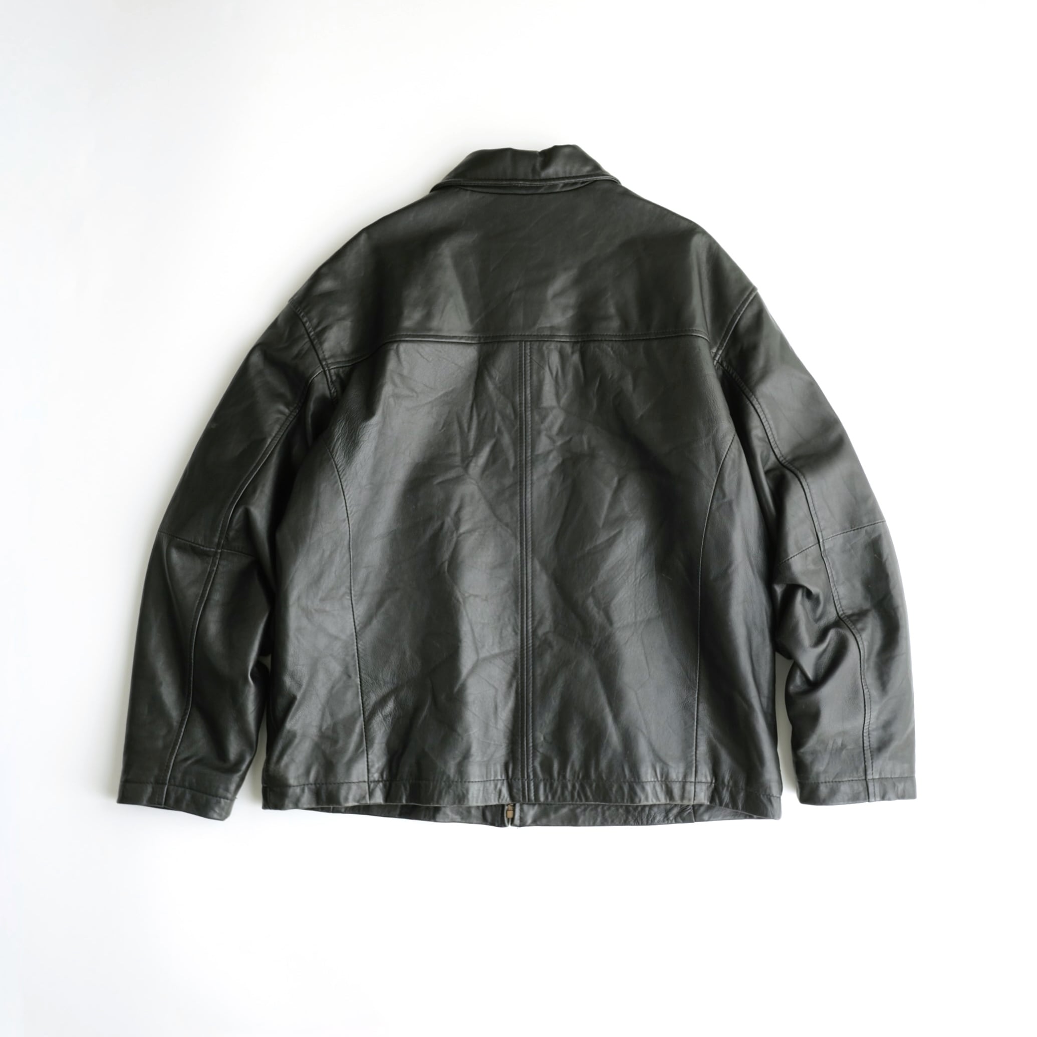 J.Ferrar】90's Padded Zip up Leather Jacket Black L | RE:FOUND