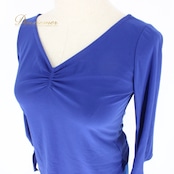 社交ダンス 衣装 スタンダード 上下セット ツーピース レッスンウェア パーティ衣装 レース 青 Create-Sun クリエイトサン ブルー系 上下セット ダンスウェア スカート トップス レディース ポリエステル ロイヤルブルー ストレッチ パーティー用 発表会 レッスン 生地 薄手 おしゃれ かわいい 使いやすい