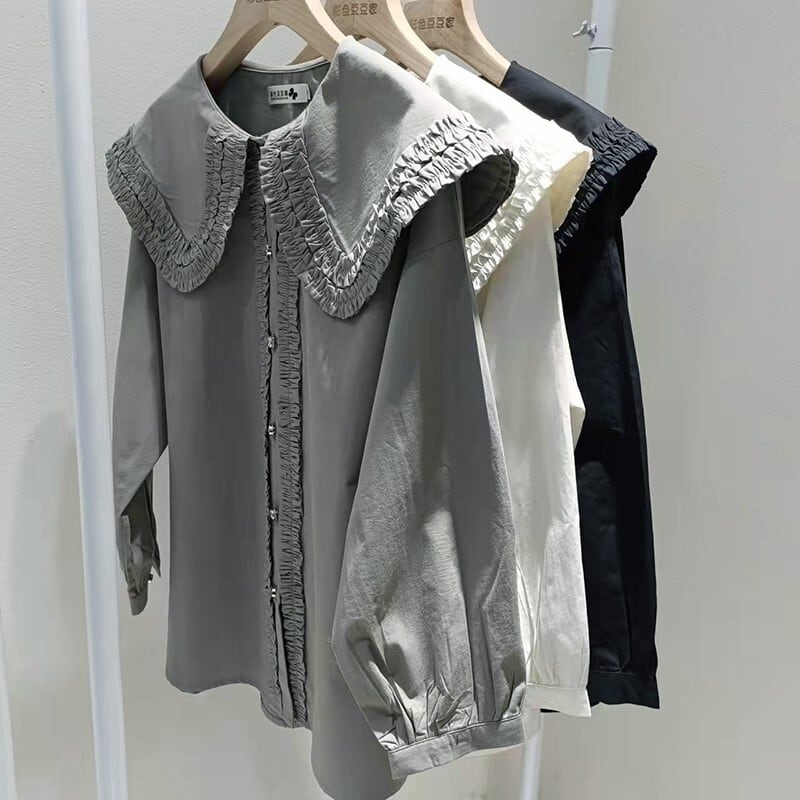 セーラーカラーギャザーフリルブラウス T-496 | seeds