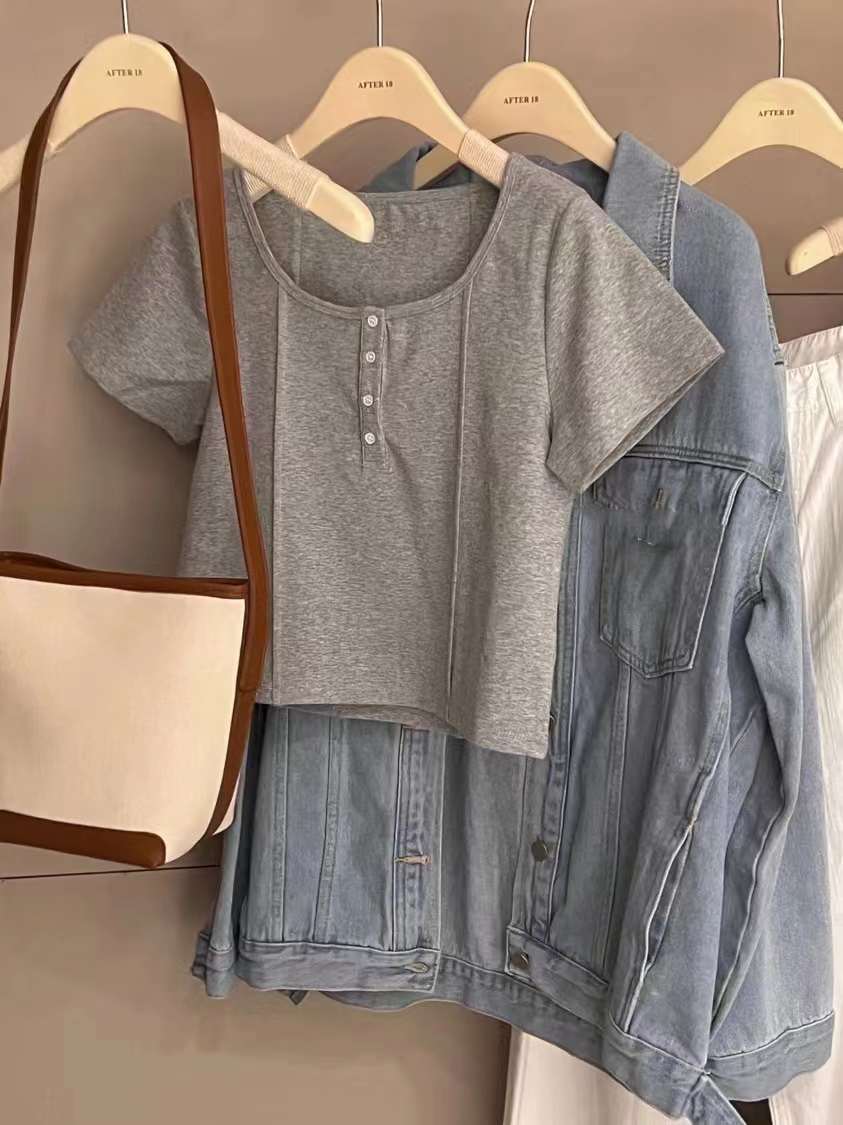 丸首ボタンカットソー AJ22085-2366