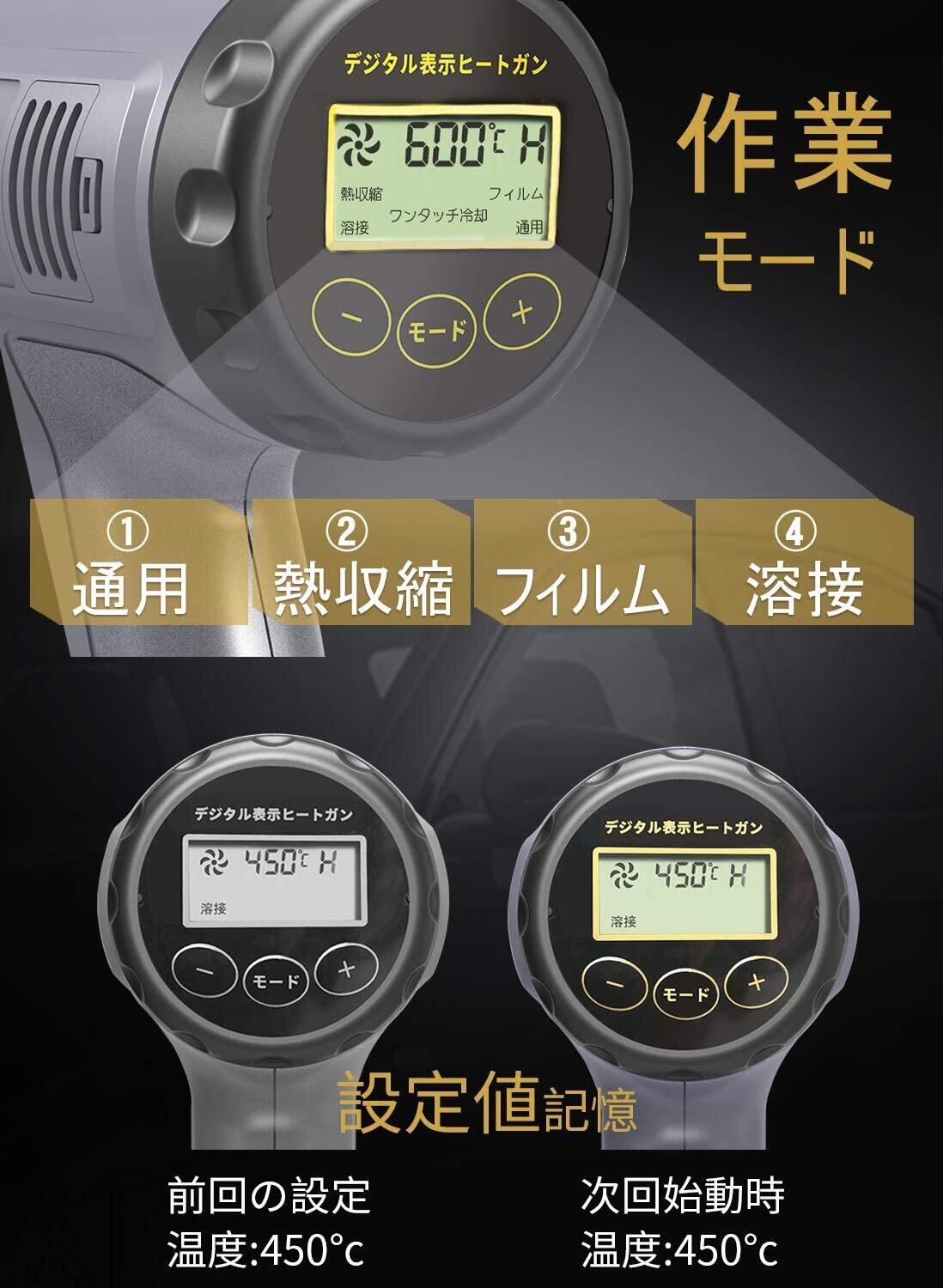 Anesty ヒートガン 液晶に温度調整 熱工具ヒートガン ヒートエアガン