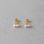〔K9〕2粒パール ビジューピアス