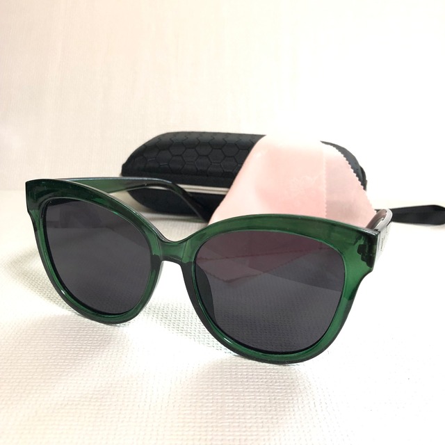 サングラス ｕｖ４００ ビッグフレーム ケース付 ボストン型 小顔効果 レディース 紫外線対策 緑 黒 Sakuranbo