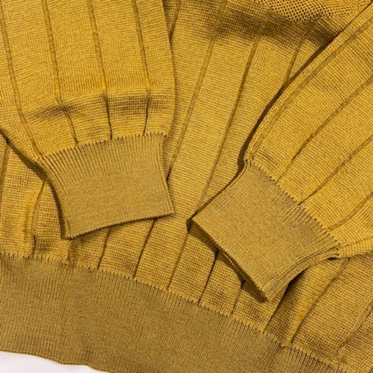 DOLCE ドルチェ エンブレム刺繍 リブ編み クルーネック ニット セーター 46/マスタード系 メンズ レトロ