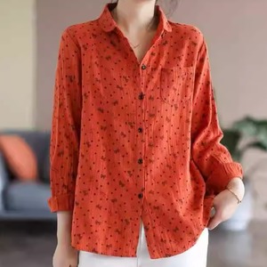 レディース トップス シャツ ブラウス 前開き Yシャツ 長袖 襟付き ポケット ボタン 薄手 リネン かわいい 大人可愛い きれいめ シンプル カジュアル 上品 おしゃれ かっこいい レトロ アジアン こなれ感 ラフ ルーズ 個性的 エレガント モダン 主役級 存在感 とろみ感 抜け感 ラブリー キュート 都会的 ベーシック アクティブ ナチュラル 総柄 お出かけ 女子会 休日 ショッピング お花見 カフェ コーデ 普段使い 定番 M L XL 2XL ゆったり ゆる ホワイト オレンジ ネイビーブルー