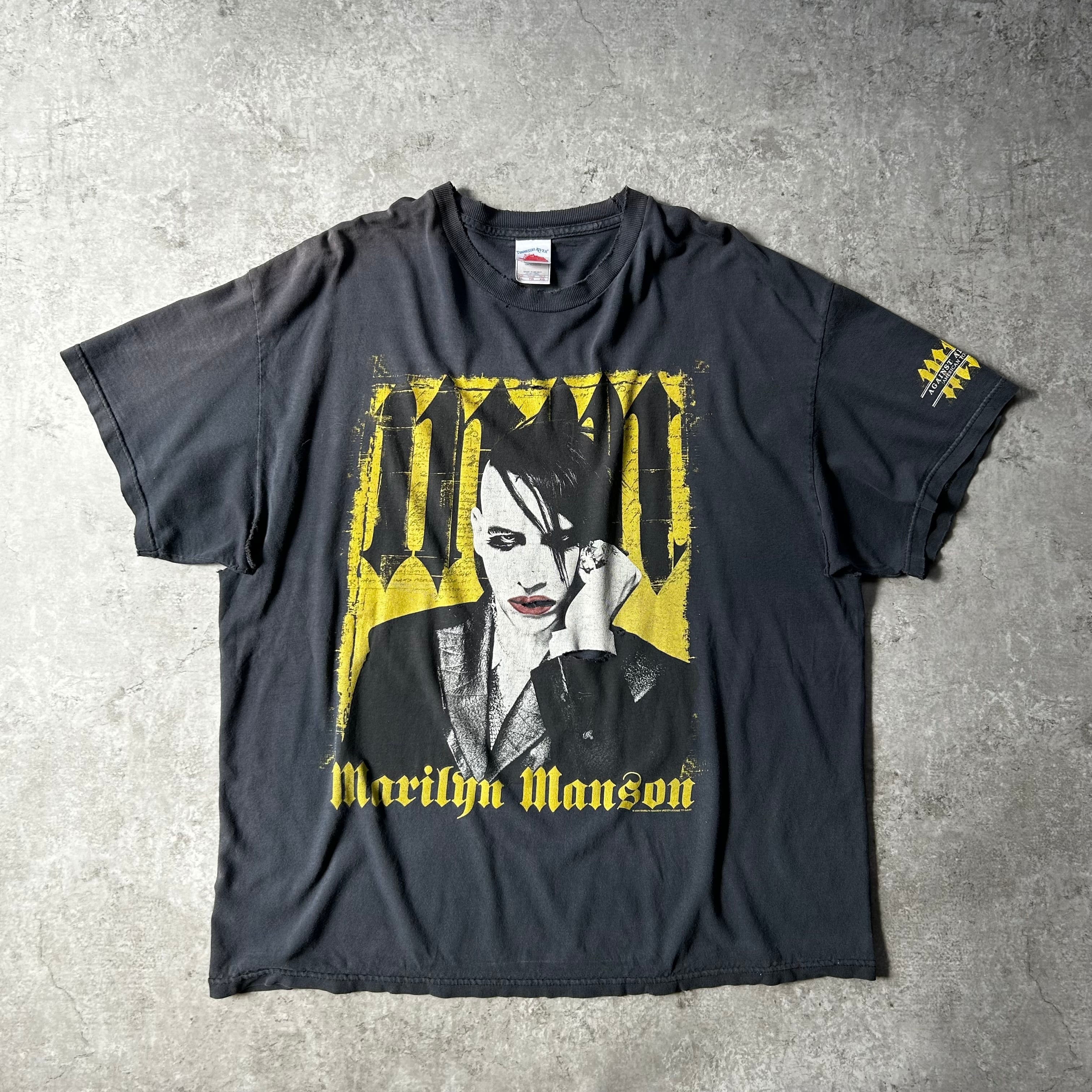 Marilyn Manson マリリンマンソン　ヴィンテージバンドTシャツ　古着 04s マリリンマンソン バンドtシャツ/ツアーtシャツ ブラック XL ボロ