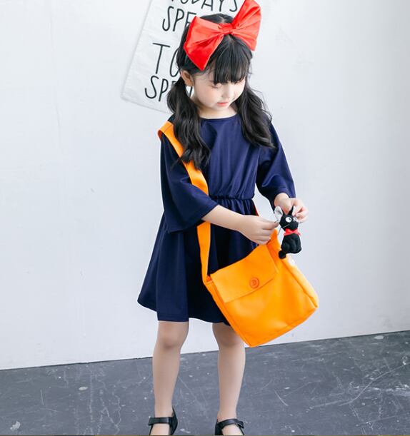 魔女 コスプレ ワンピース 仮装 コスチューム 魔女の宅配屋さん 衣装 子供 キッズ 女の子 魔女っ子 紺 高級