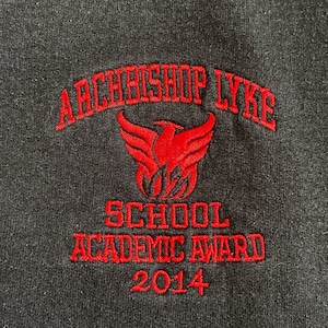 【JERZEES】スウェット ワンポイント 刺繍ロゴ ARCHBISHOP LYKE SCHOOL トレーナー プルオーバー SMALL SUPER SWEATS US古着