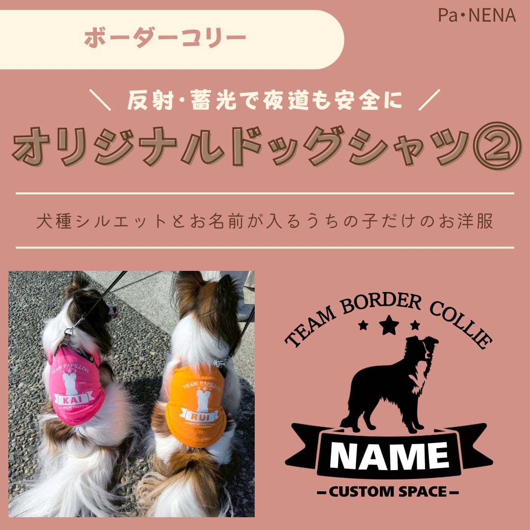 反射,蓄光素材あり! オリジナルドッグTシャツ(ボーダーコリー)