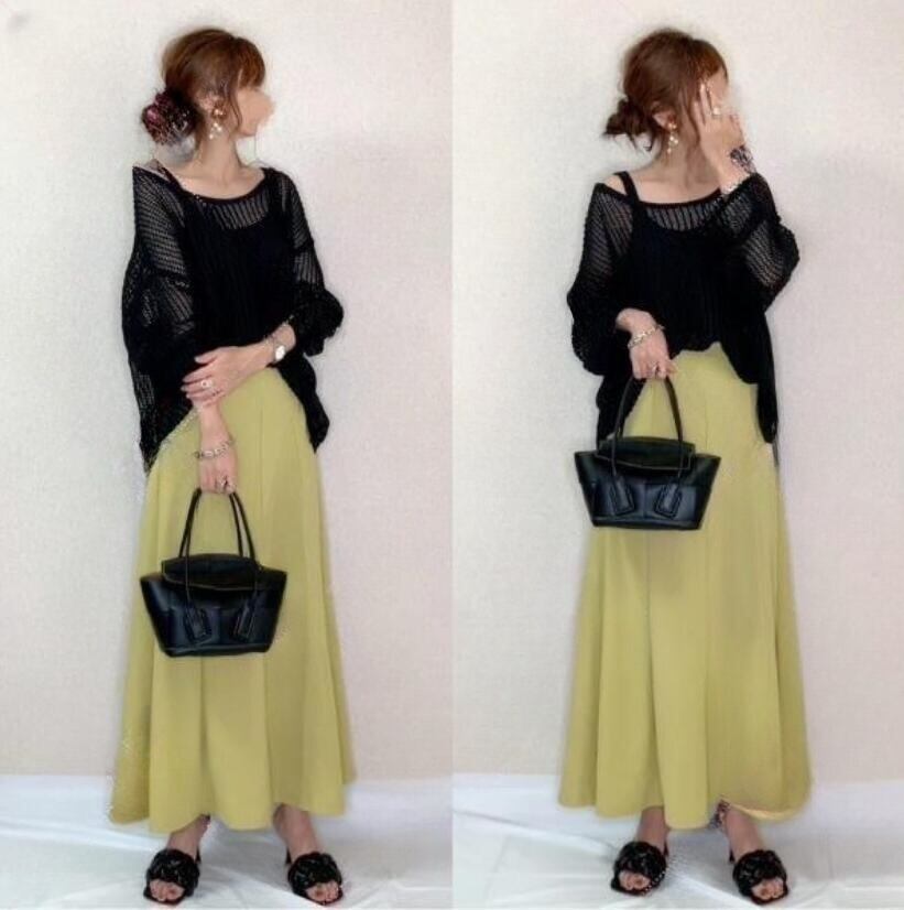 【set】ニットトップス×キャミソール×スカートセット M23152