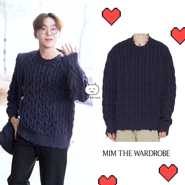 ★SEVENTEEN スングァン！！【MIM THE WARDROBE】VINTAGE WASHED CABLE KNIT - 2COLOR