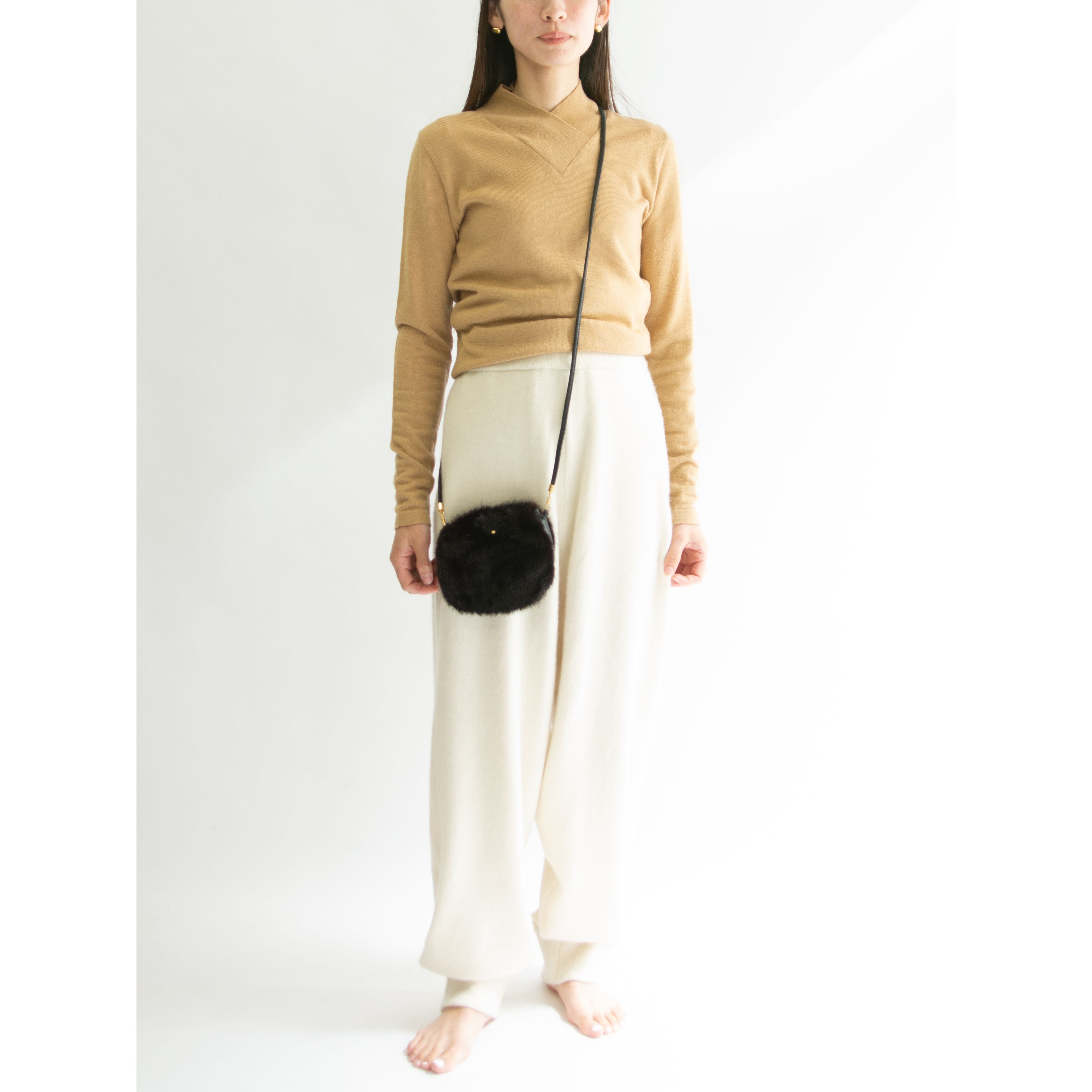 【Unknown brand】Mink fur × leather crossbody mini bag（ミンクファー×レザー クロスボディミニバッグ ショルダー）12a