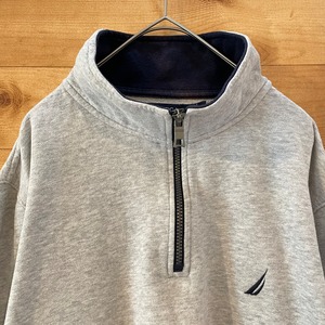 【NAUTICA】ハーフジップ スウェット ワンポイント 刺繍ロゴ L ノーティカ US古着
