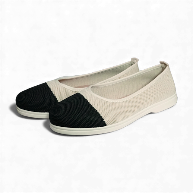 ニットバイカラーシューズ　ベージュ　knit bi-color shoes Beige　254-S-6