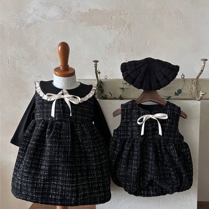 【BABY】2025新作 リボン付きノースリーブロンパース