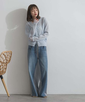 2603002 シアーレースニットカーディガン blue