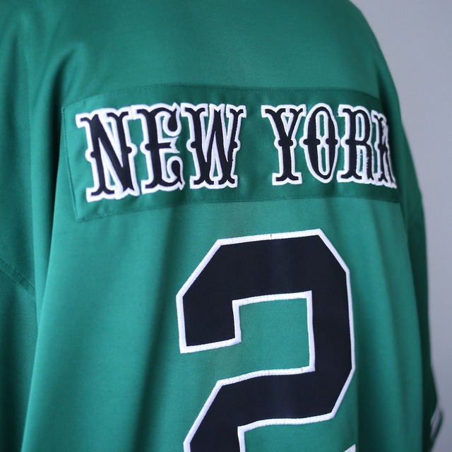 XXL over silhouette 5 numbering deep green baseball shirt