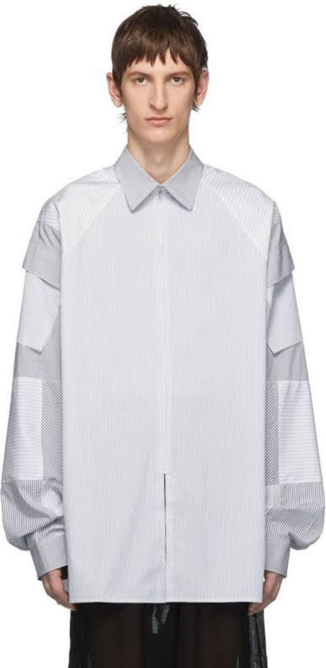 Random Identities】 patchwork crazy stripes big shirt | Pay ID