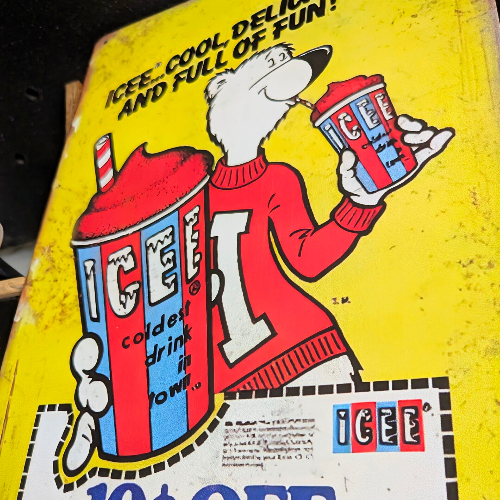 ♧送料無料!ちょうどいいブリキ看板【 ICEE ( アイシー ) )】アイシーベア / METAL SIGN / メタルサイン / ブリキ看板 / サインボード / ビンテージ加工 〚アメリカン雑貨 アメトイ〛