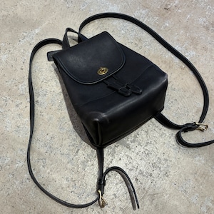 1990s OLD COACH LEATHER RUCK SACK BLACK USA