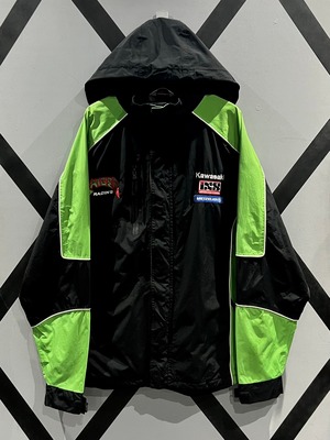 【X VINTAGE】“KAWASAKI” Logo Embroidery Loose Hooded Jacket
