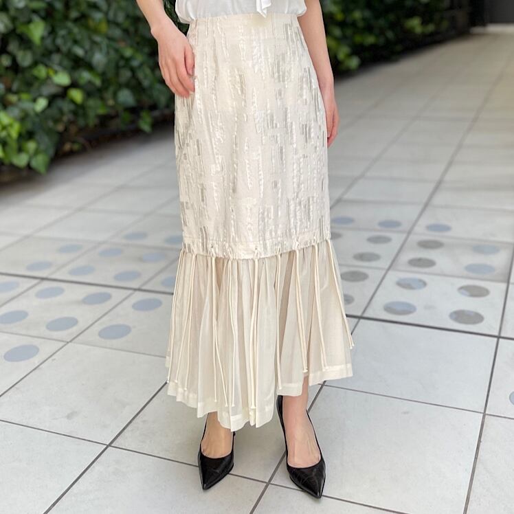 FINAL SALE60】TELA 折柄デザインスカート レディース 春夏 WHITE