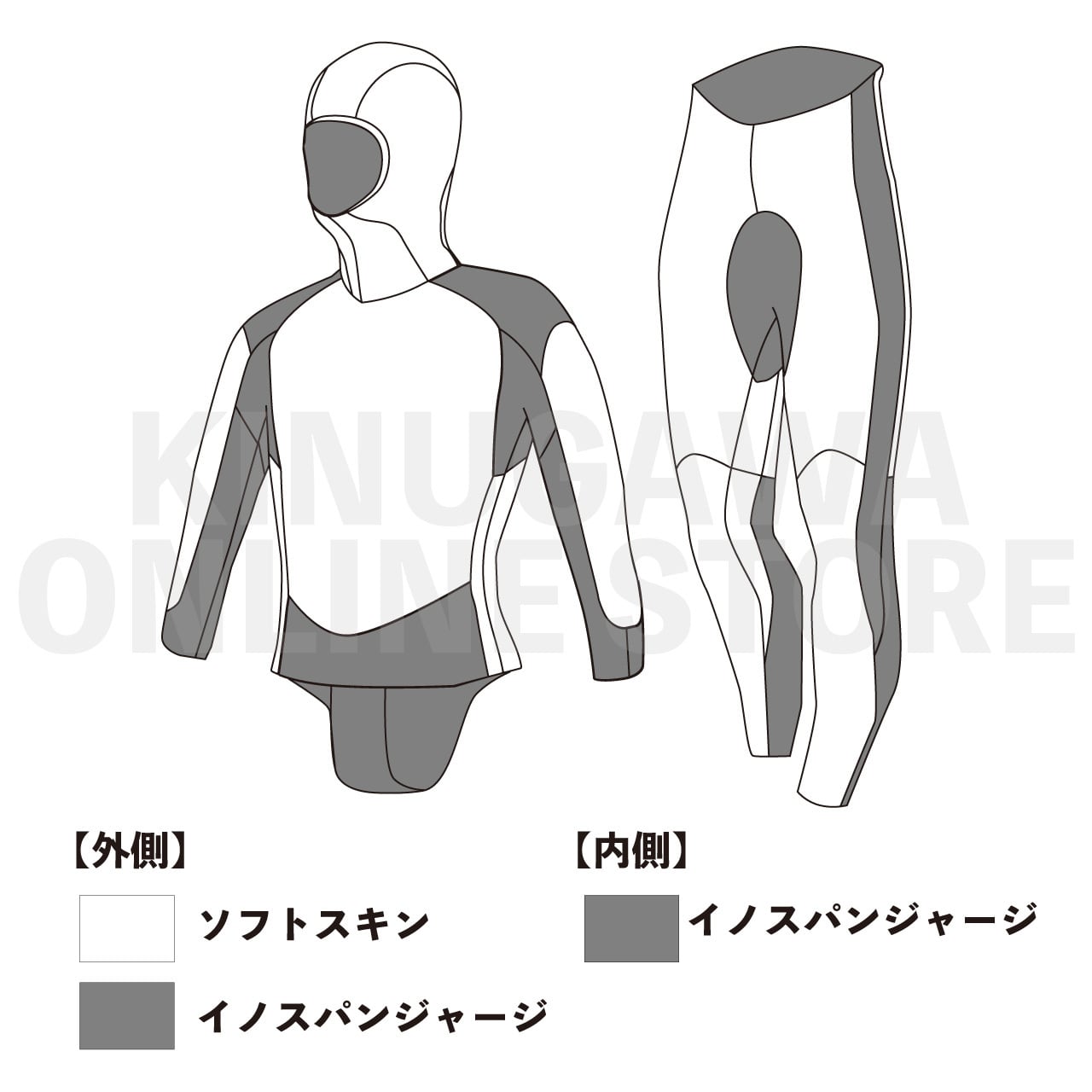 3mmアプネアフードジャケット＆ロングパンツ メンズ GULL SKIN ウエットスーツ
