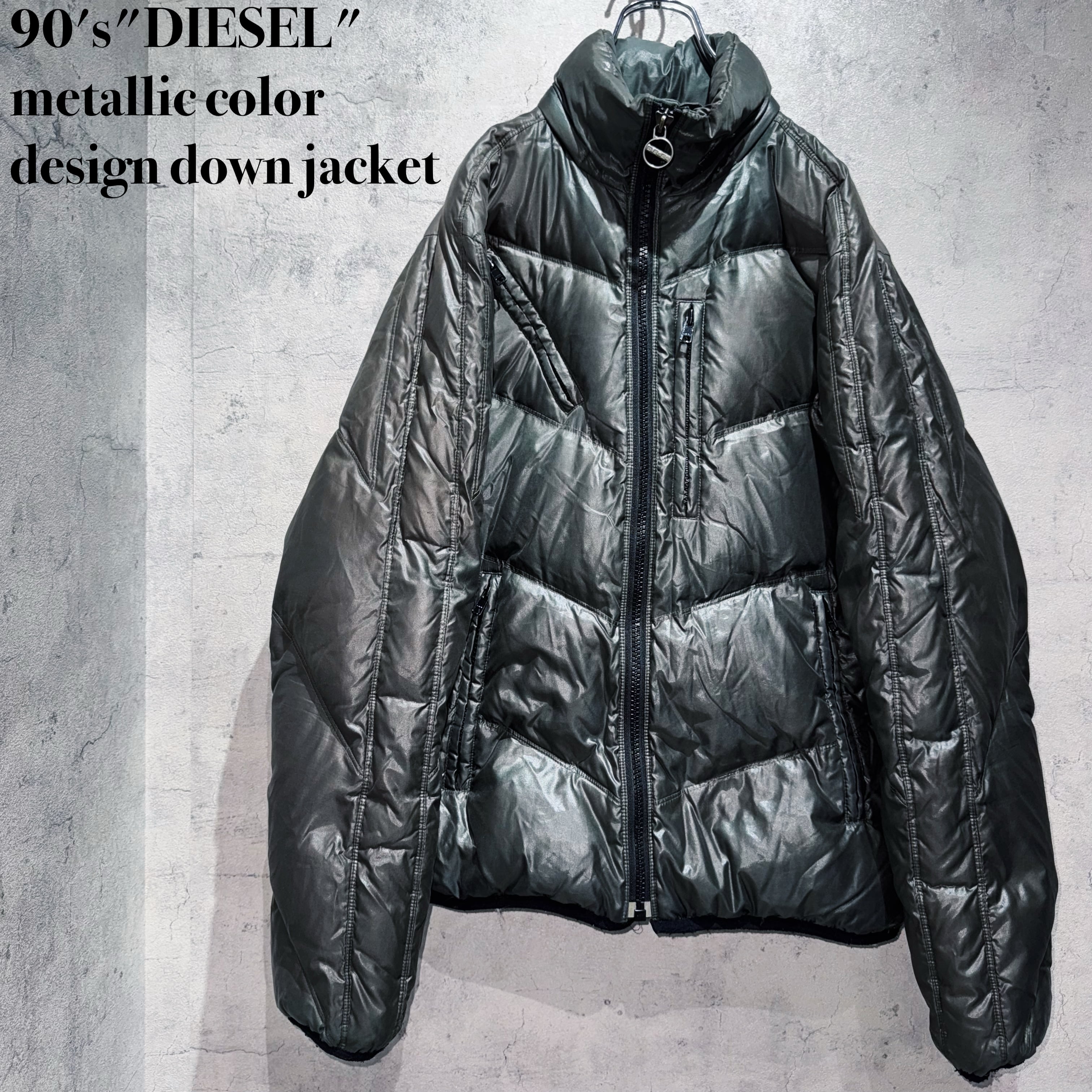 90's"DIESEL"metallic color design down jacket