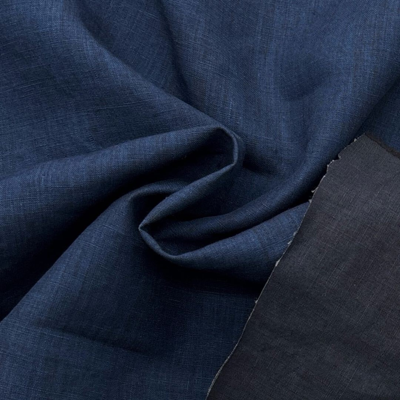 TC324◆1.5m◆M◆リネン100%ヴィンテージ加工生地◆インディゴブルー