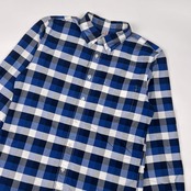 AIGLE エーグル チェック オックスフォード BD ボタンダウン 長袖シャツ M/ブルー系 メンズ
