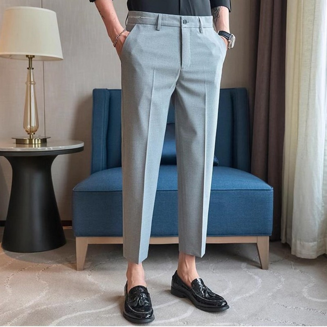 slim straight suit pants 00354