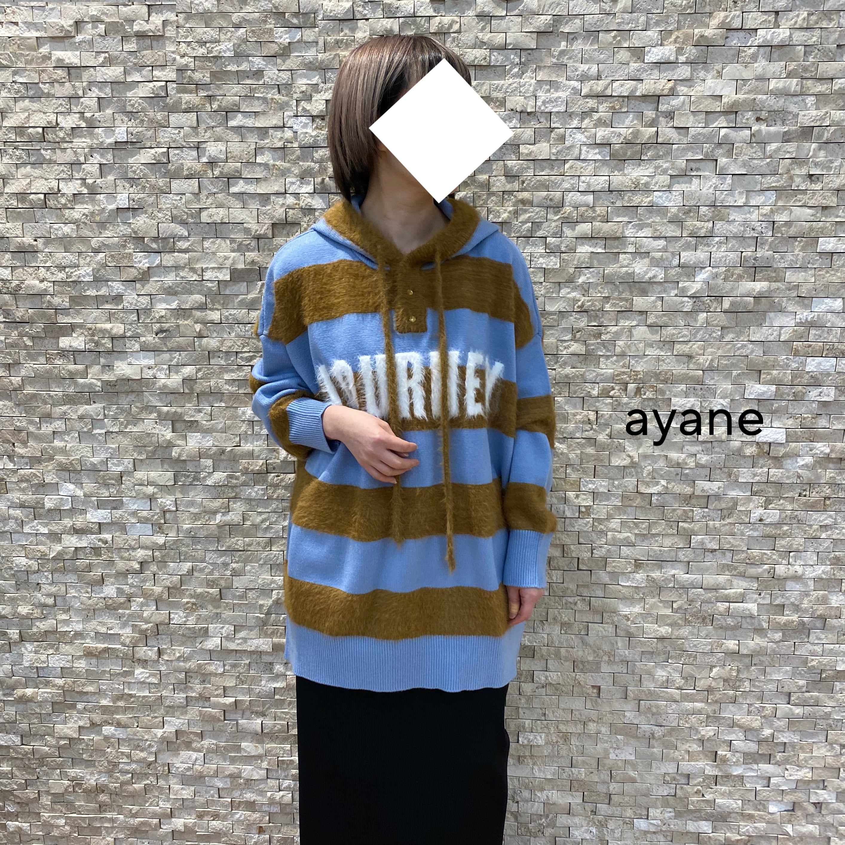 【ayane】フーデッドボーダーニットプルオーバー(895119)
