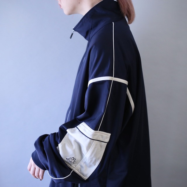 "Kappa" gimmick sleeve patchwork design  XXL over silhouette track jacket