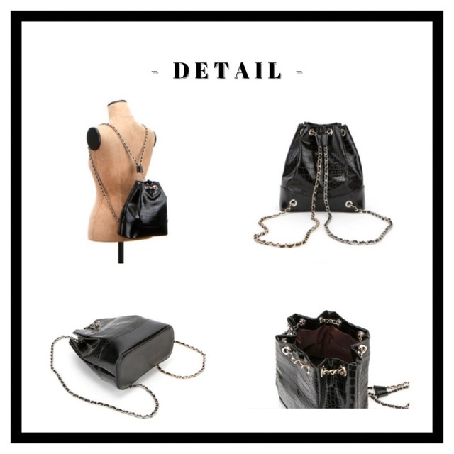 CHAIN LEATHER BAG BK