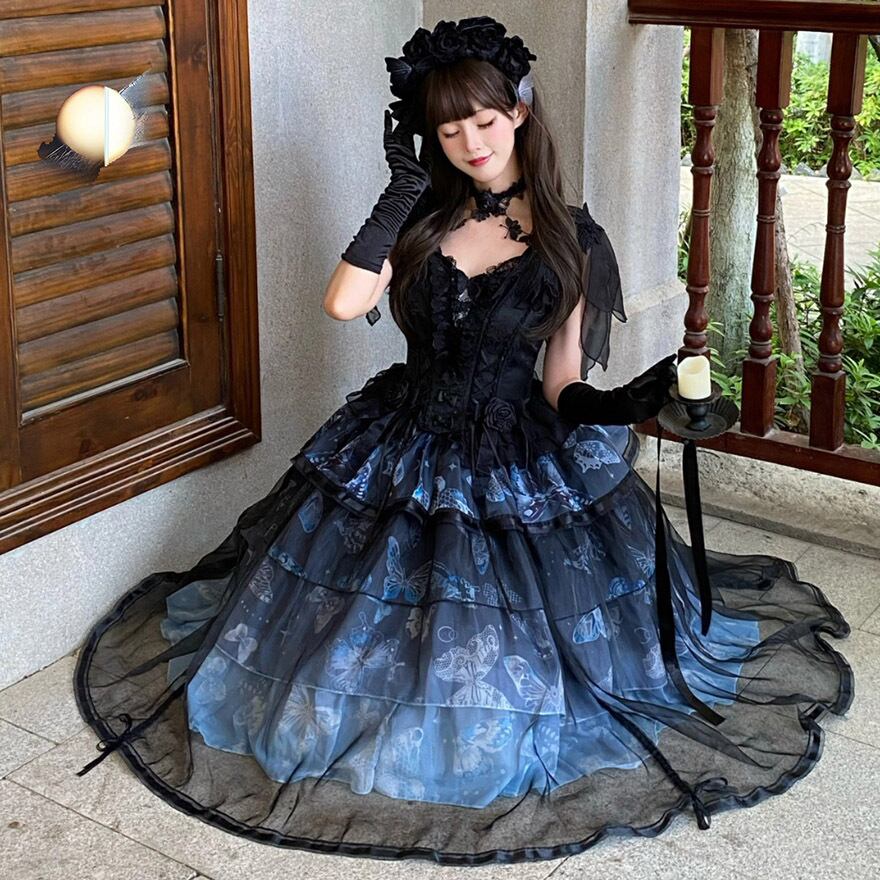 地雷系 ロングJSK 蝶々プリント×闇かわいい イベント向け｜WithU