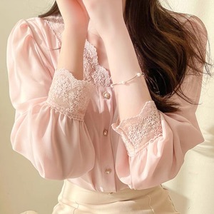 【S-2XL】繊維レース シフォンブラウス