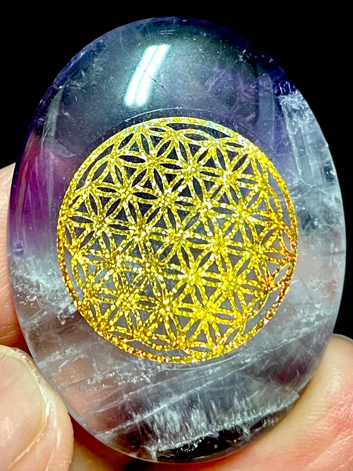 2) 「フラワーオブライフ(ゴールド)」アメジスト・ヒーリングルース