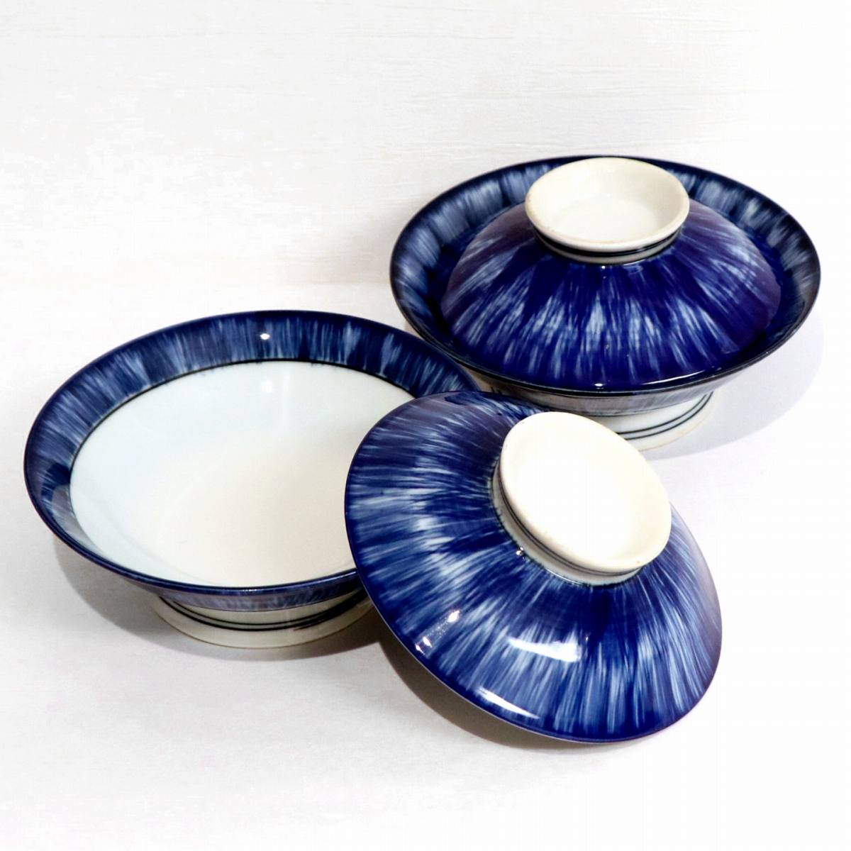 昭和レトロ】どんぶりセット5客（未使用） 醍醐窯 蓋付きどんぶり揃 5客