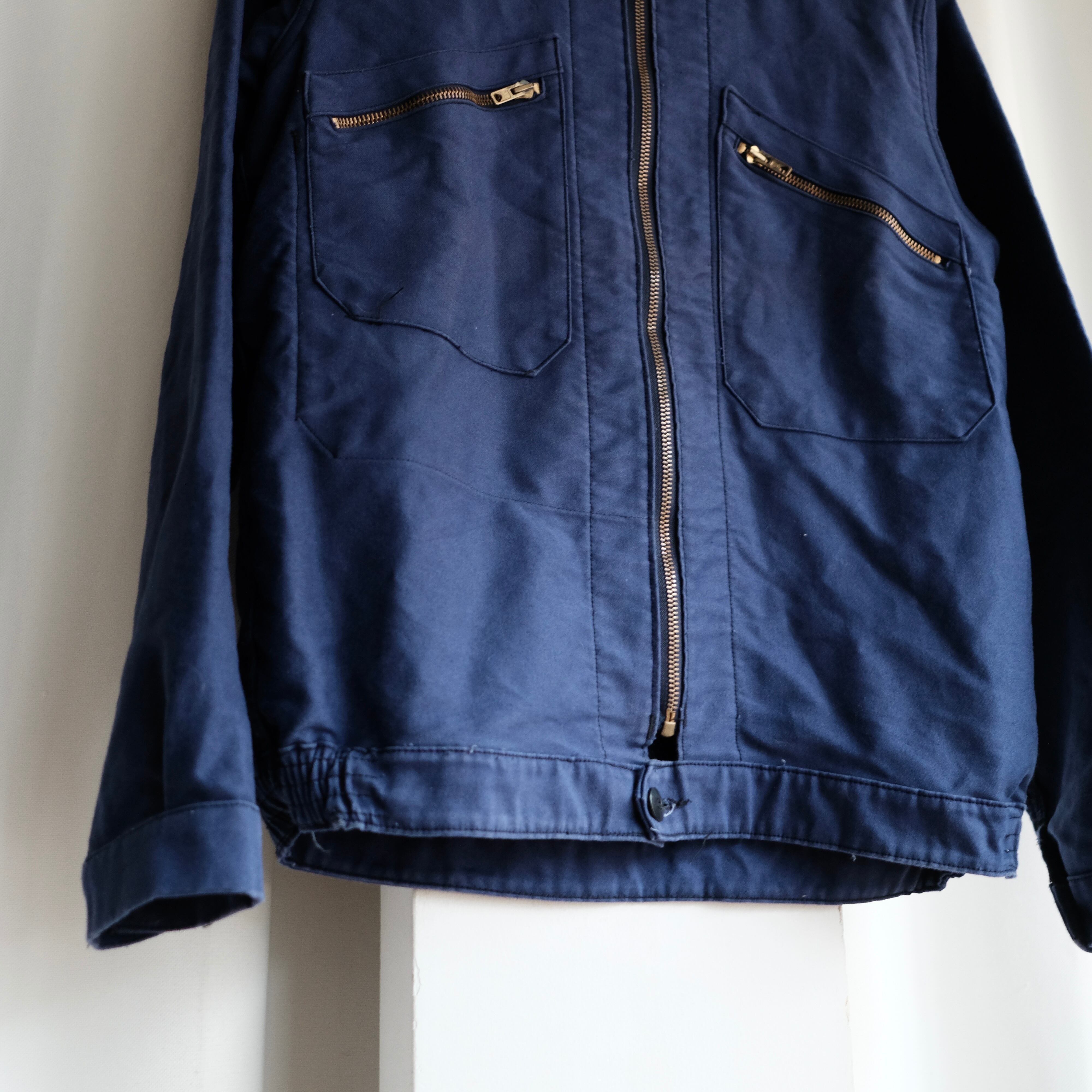 60s~70s ADOLPHE LAFONT BLUE MOLESKIN CYCLIST JACKET | safarionline
