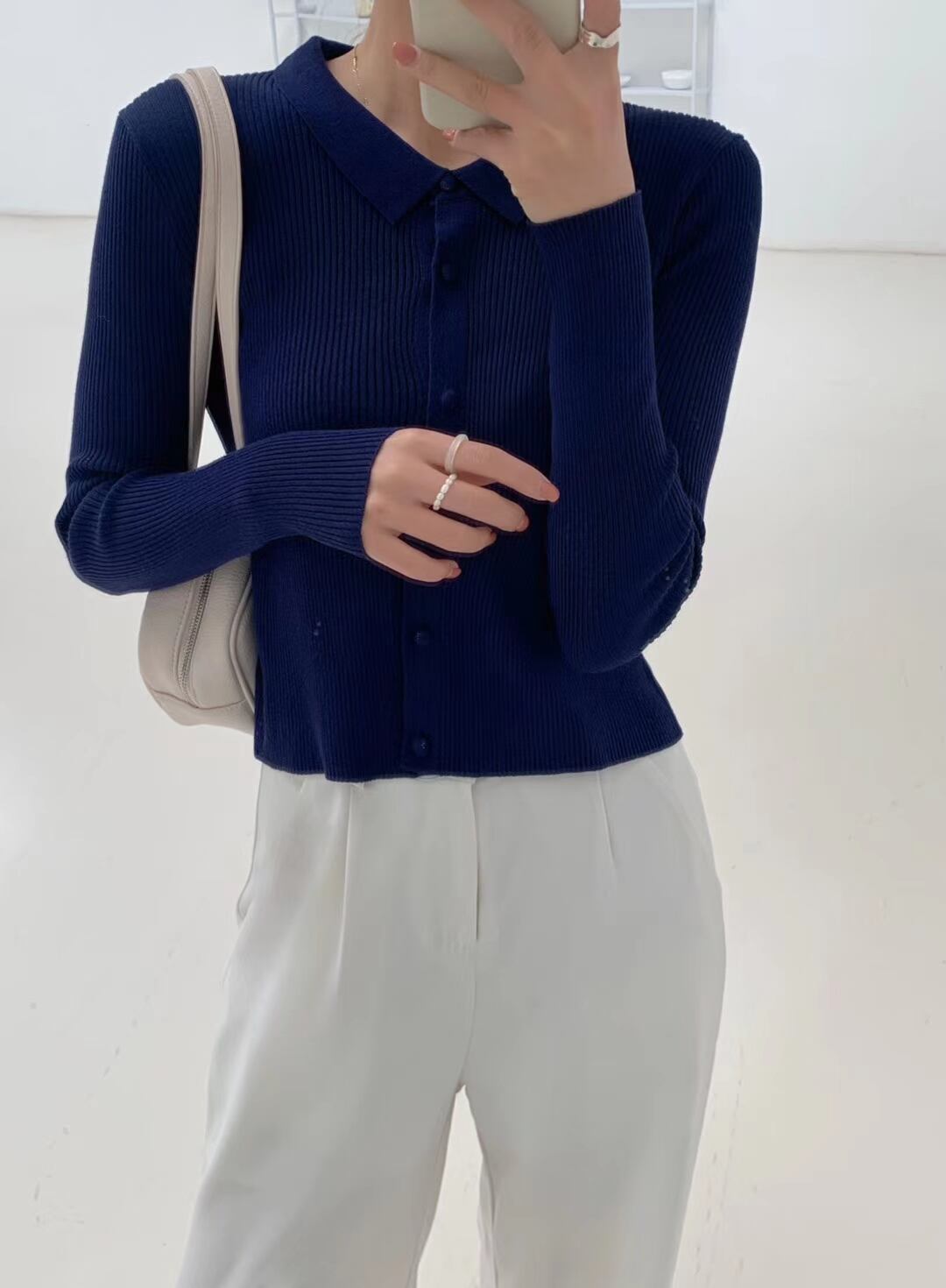 ミニ襟　リブカーデ　AJ2205-618