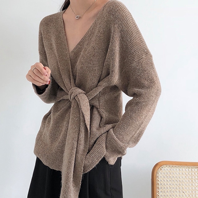 結び目 ツイスト リブニット ルーズカジュアル★５色