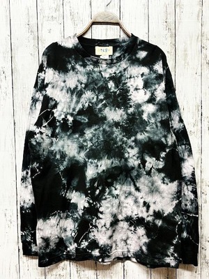 タイダイ染め Tie-dye  長袖Tシャツ　Lサイズ　ブラック　ムラ染め 　HIPPIES DYE HD19-45