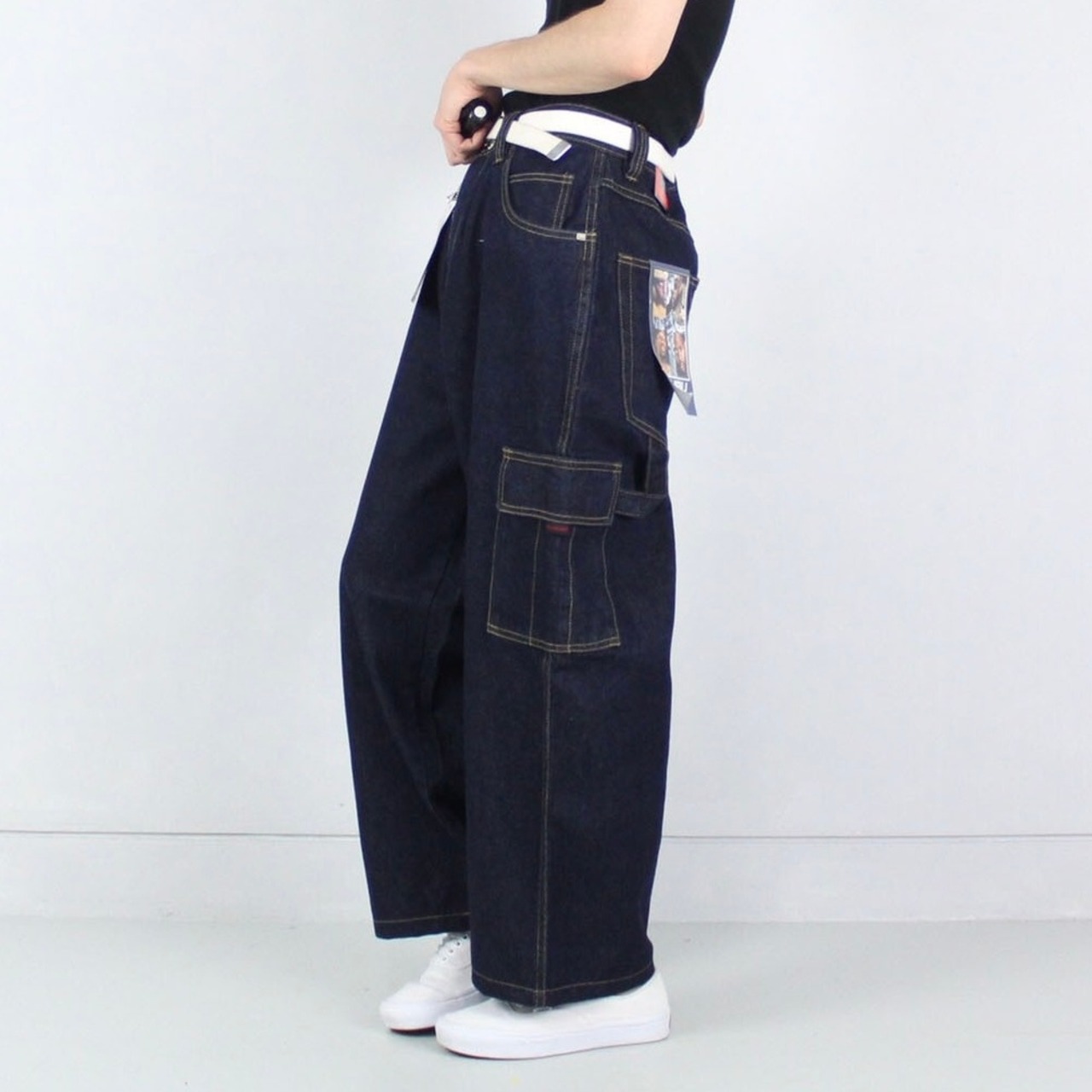 deadstock FUBU ワイドカーゴデニムパンツ ダークインディゴ【FF-3962 