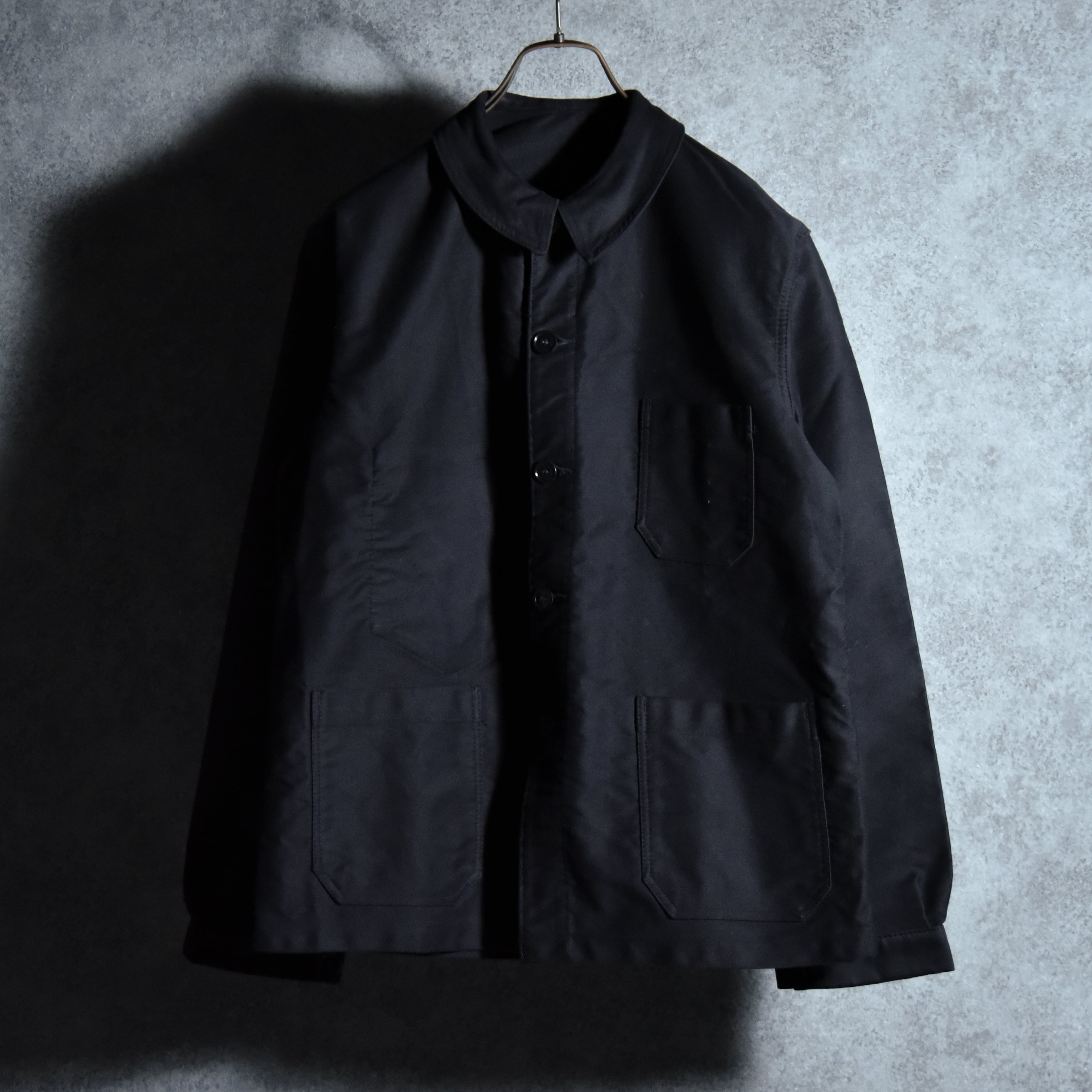 BEAU-FORT ブラックモールスキンジャケット 50's】French Vintage Black Moleskin Work Jacket Size.48 