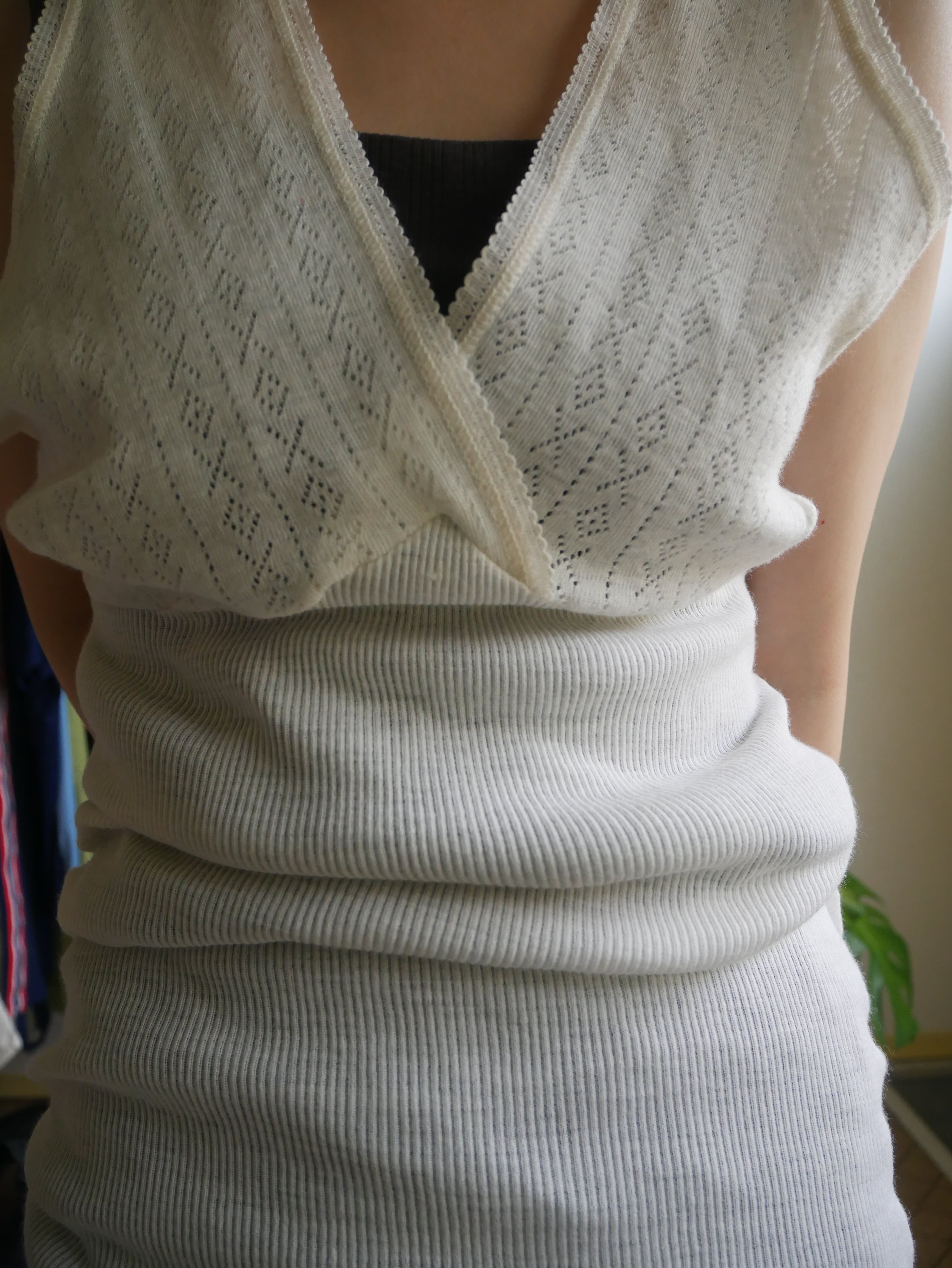 70s-80s Italy "Valbella" White Pointelle Tank Top